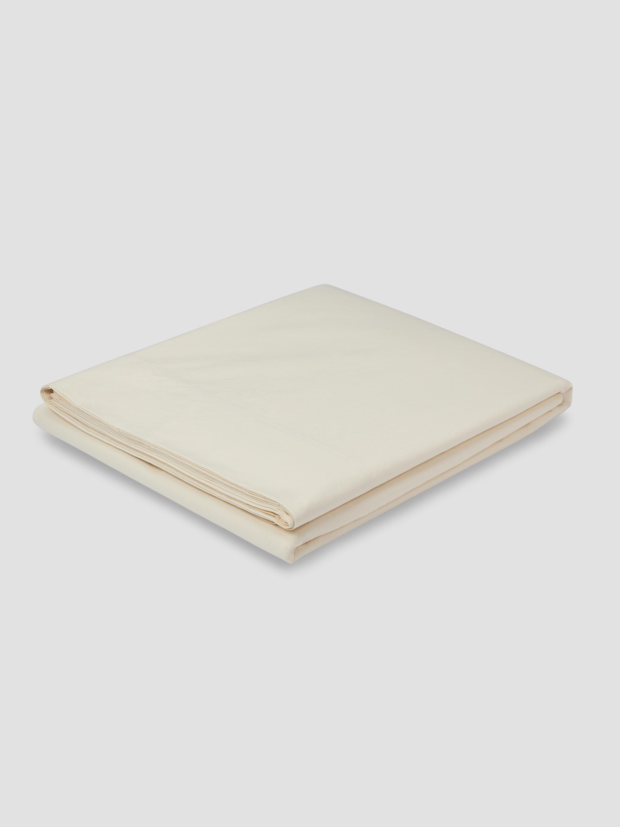Mindful Cream Washed Cotton Percale Flat Sheet - Image 2
