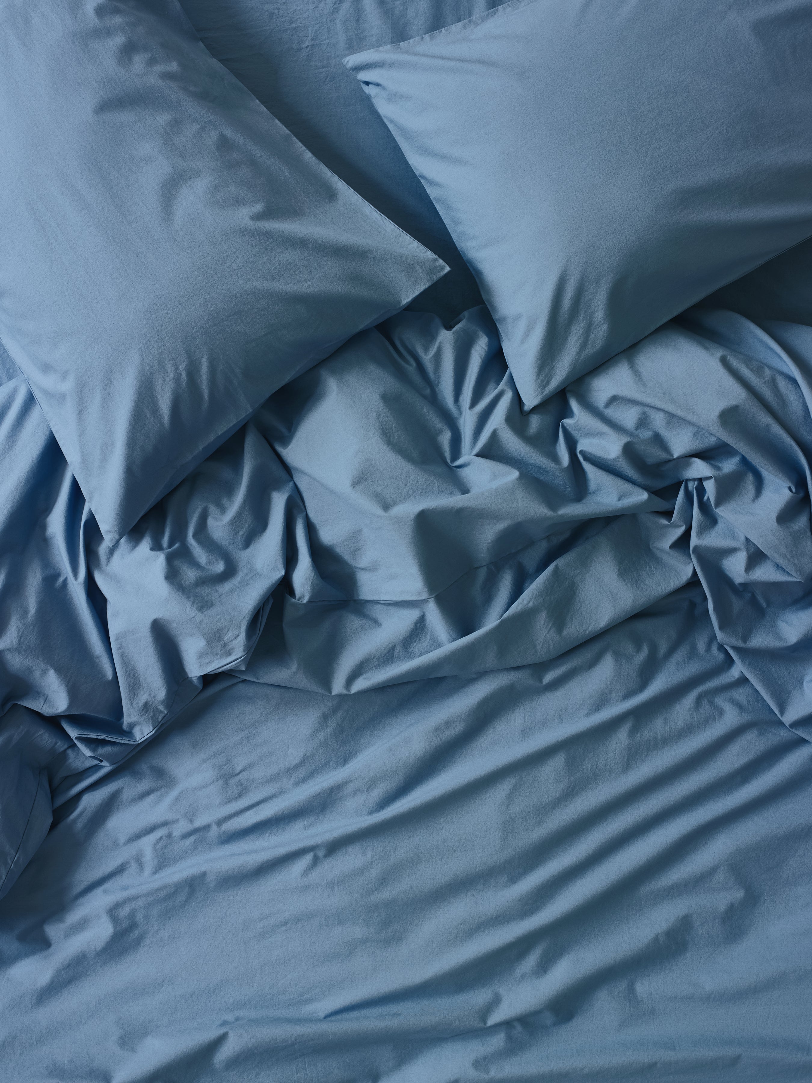Cove Blue Washed Percale Cotton Duvet Cover