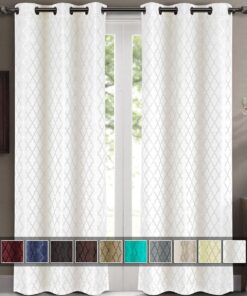 Willow Geometric Jacquard Thermal-Insulated Blackout Curtain Panels (Set of 2)