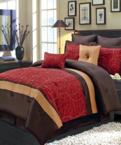 Atlantis Embroidered Nature Inspired Multi-Piece Red Comforter Set