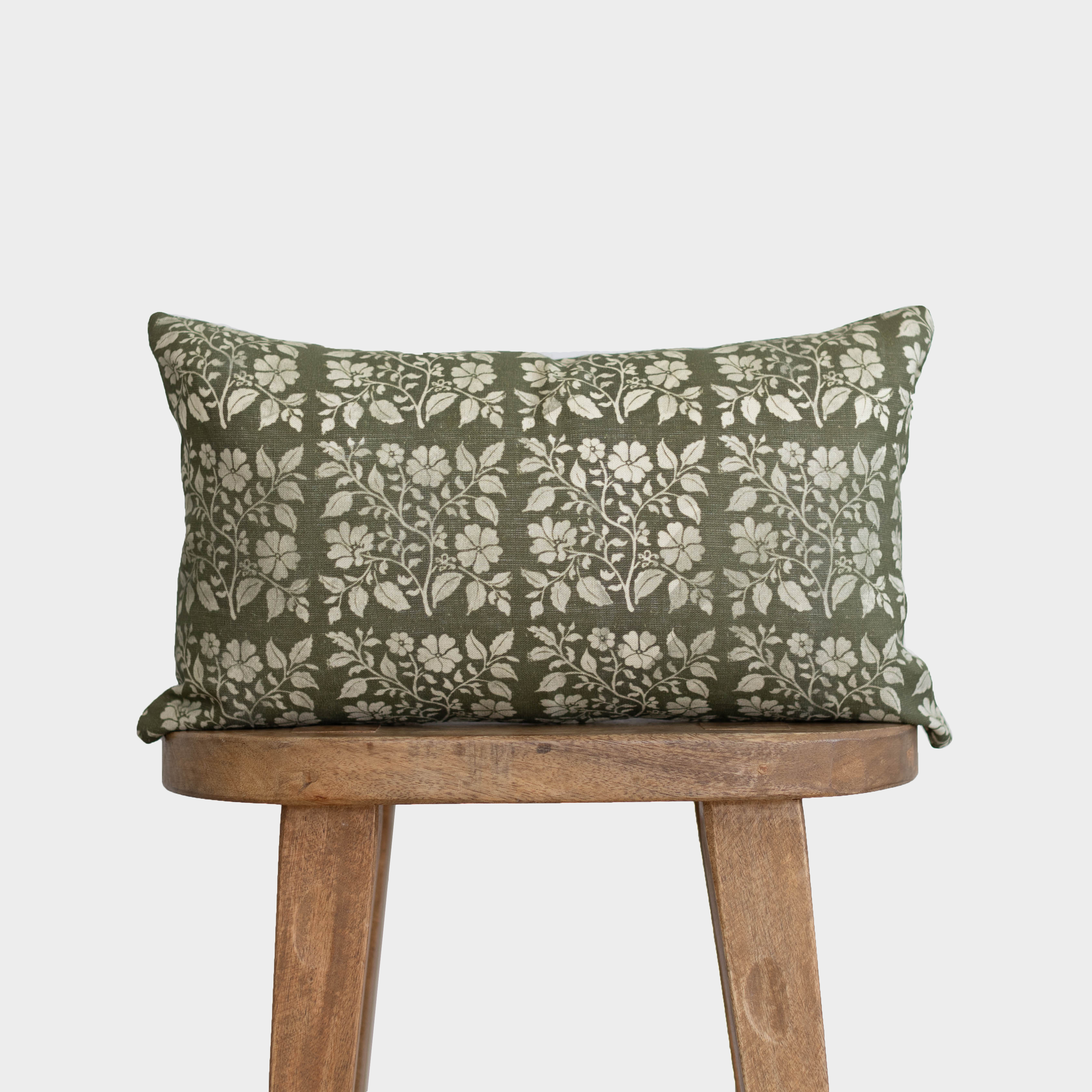Evergreen Floral in Linen Double-sided - lumbar - 12x20 | 12x40