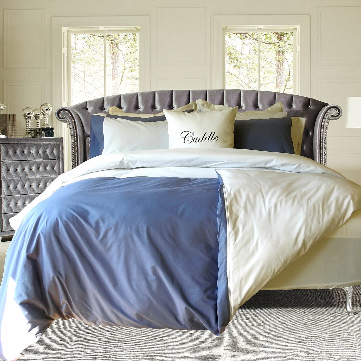 Remi Percale Duvet Cover Set Bicolor 100% Cotton USA - Image 2