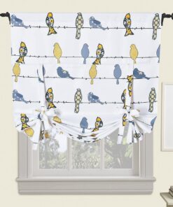 Birds Tie Up Window Curtain Shade ( 46 W X 63 L ) Rod Pocket Room Darkening