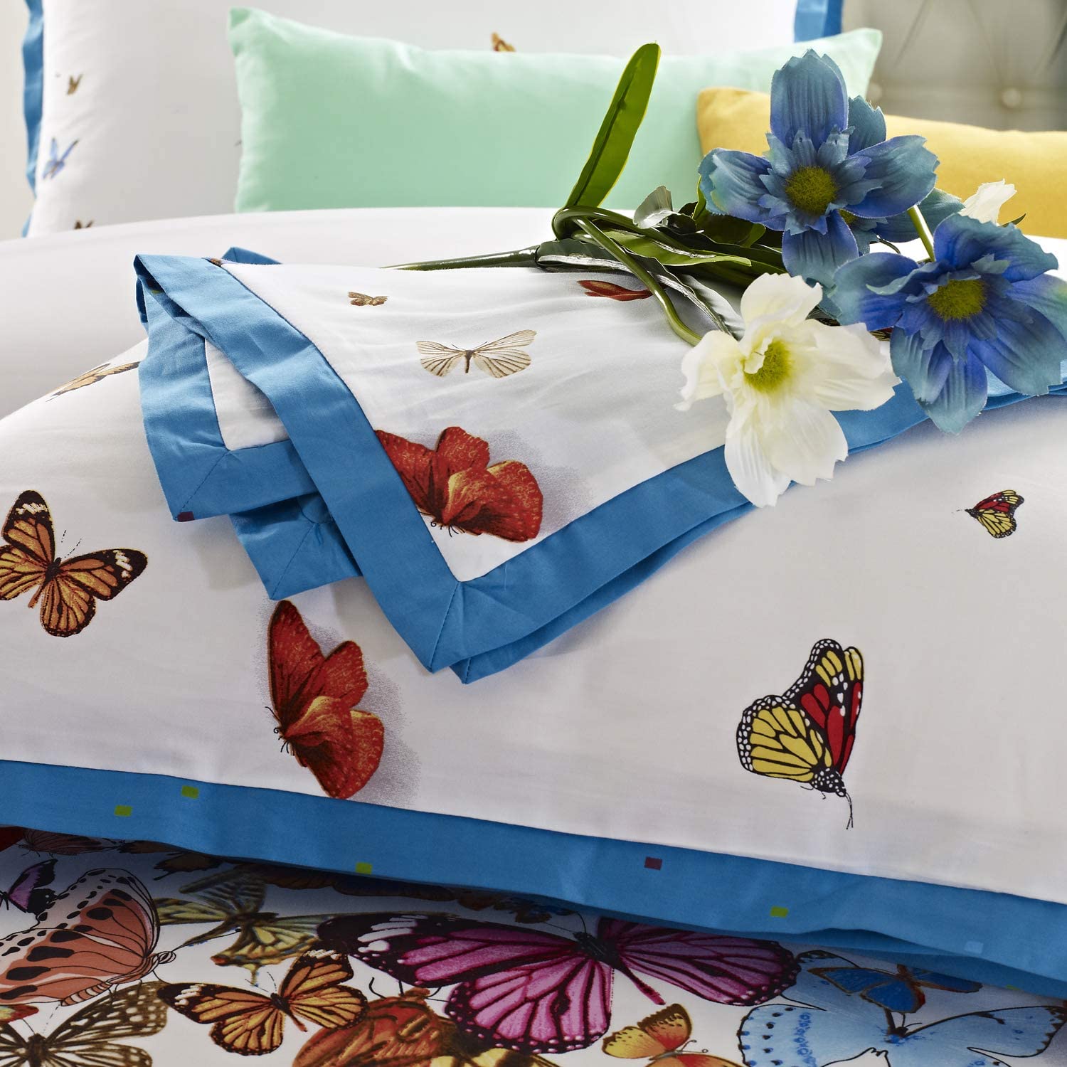 Butterfly 7 Piece Cotton Duvet Cover Set. King - Image 2
