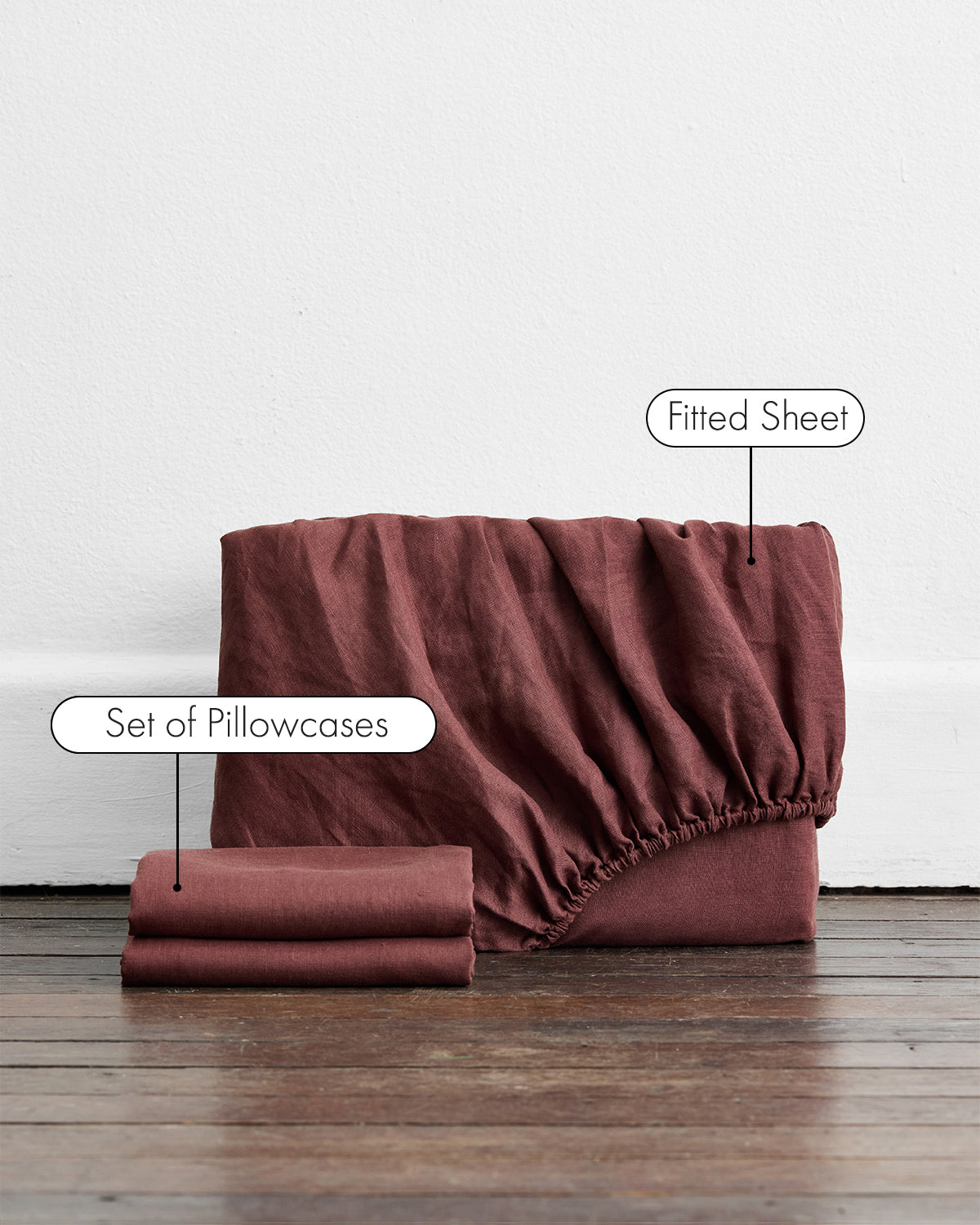 Cacao 100% French Flax Linen Fitted Sheet Set - Image 2