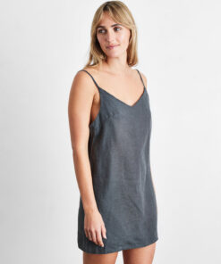 Charcoal 100% French Flax Linen Slip