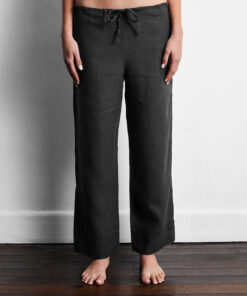 Charcoal 100% French Flax Linen Pants