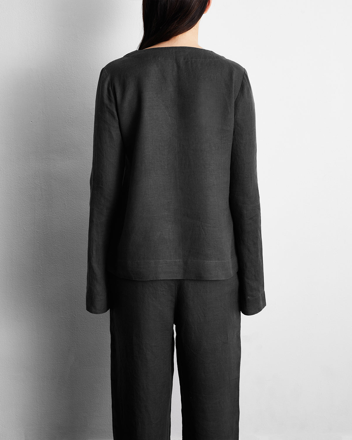 Charcoal 100% French Flax Linen Top - Image 3