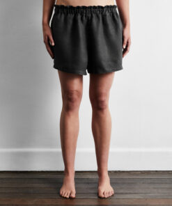 Charcoal 100% French Flax Linen Shorts
