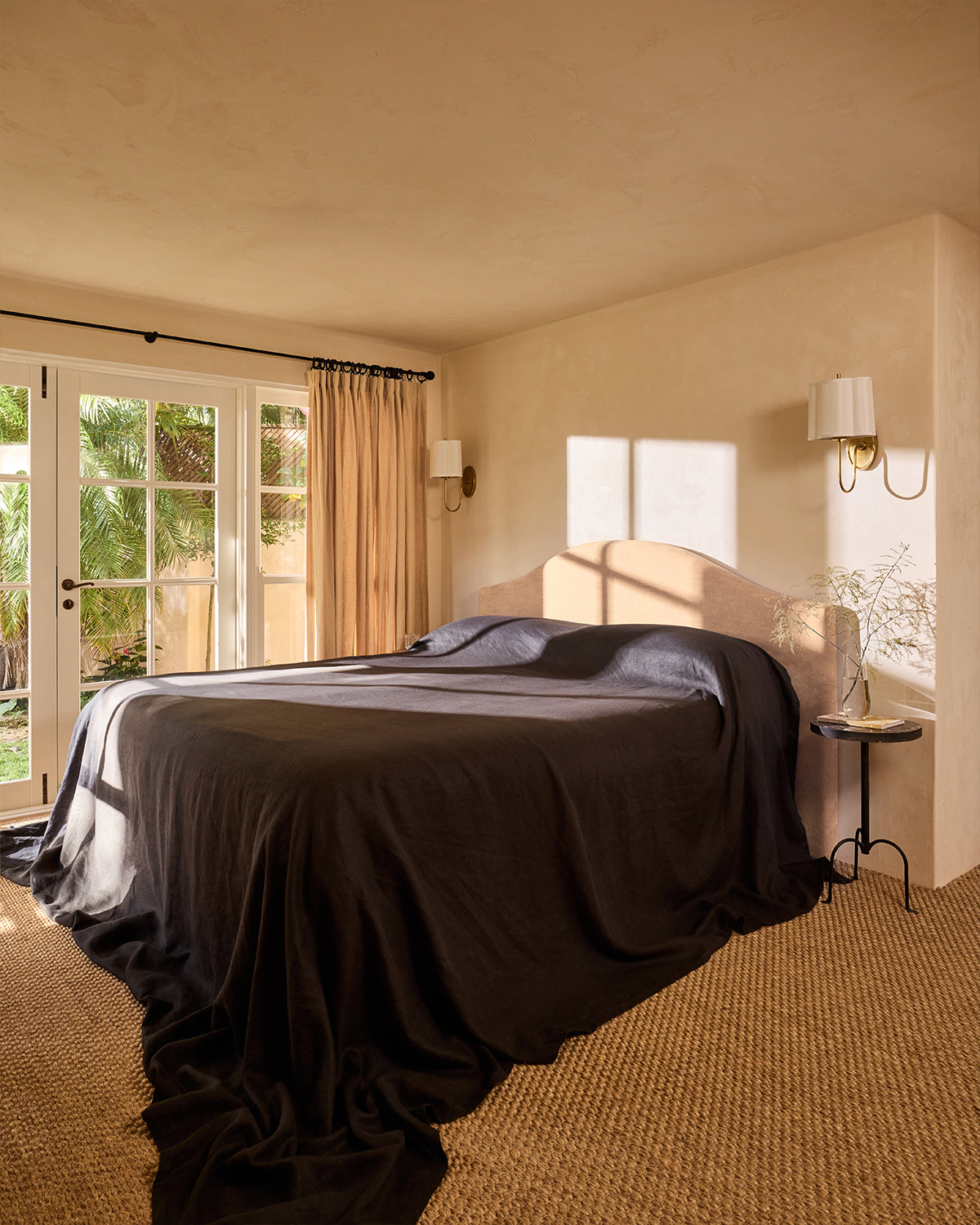 Charcoal Heavy Linen Bed Cover - Image 5