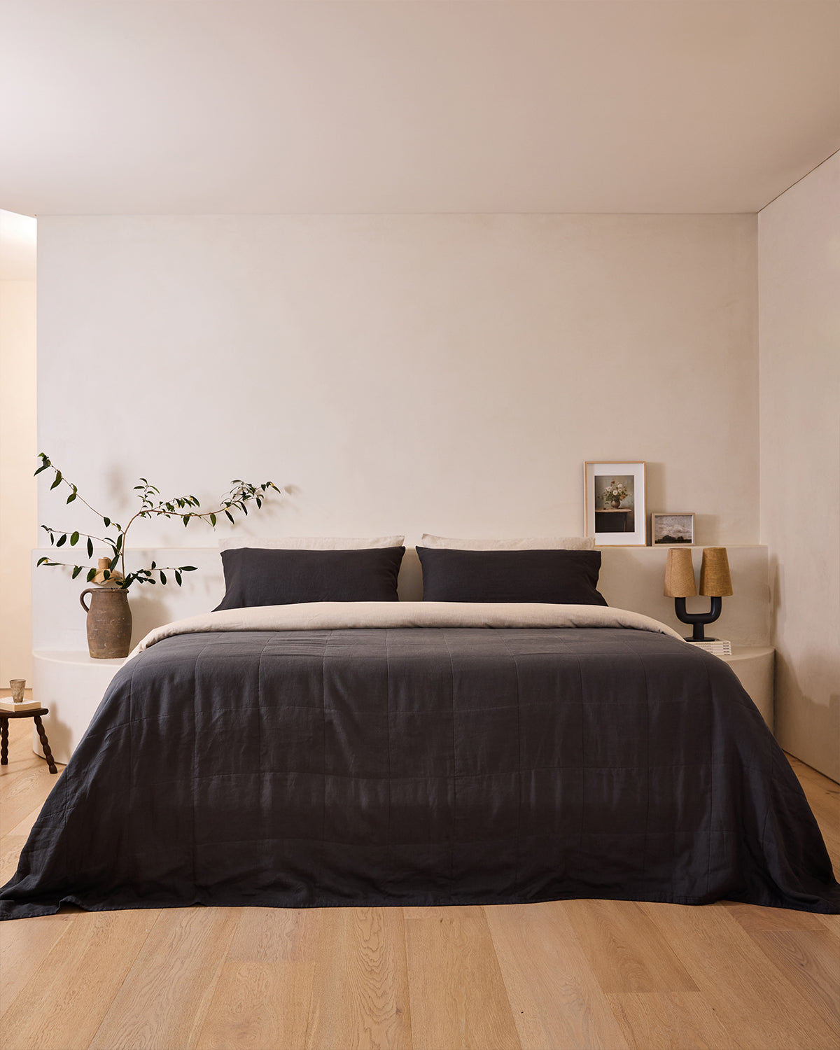 Charcoal 100% French Flax Linen Quilt Set - Image 4