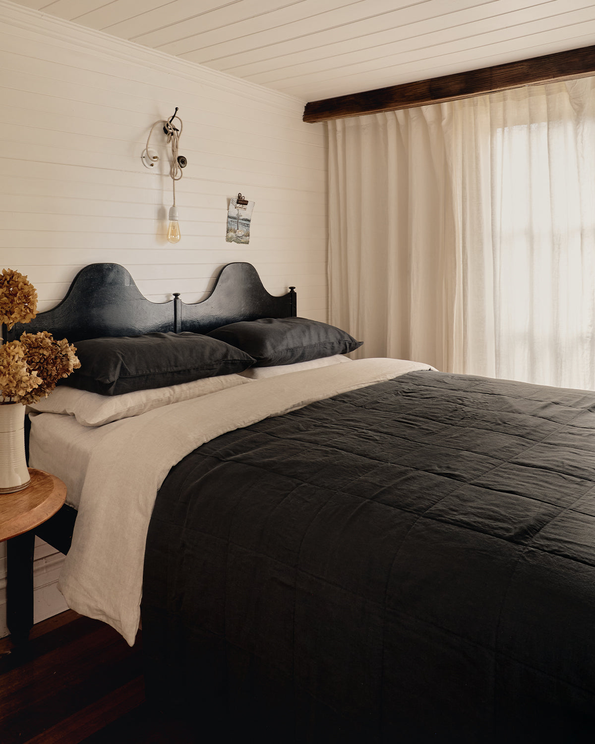 Charcoal 100% French Flax Linen Quilt Set - Image 5