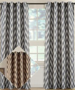 Pair (Set of 2) Lisette Chevron Top Grommet Window Curtain Panels. 108 Inches Total Width