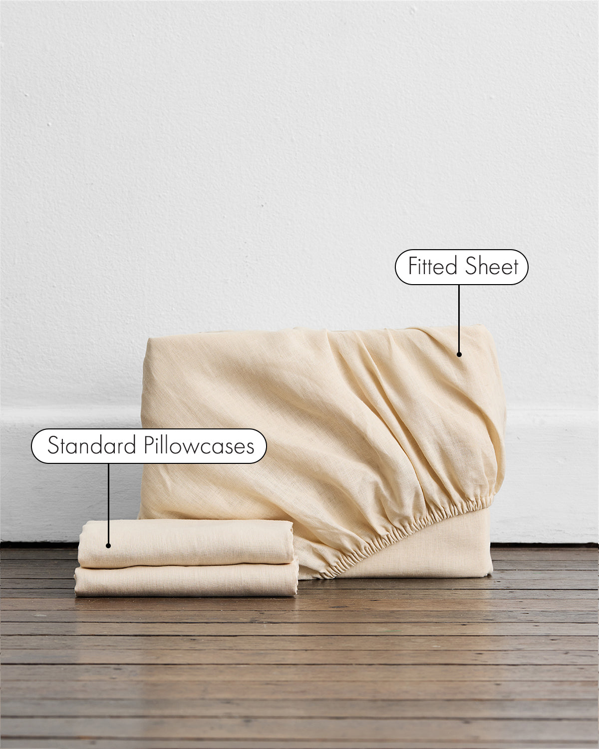 Crème 100% French Flax Linen Fitted Sheet Set - Image 2