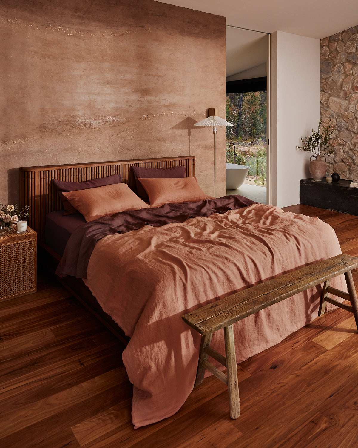 Cacao 100% French Flax Linen Fitted Sheet Set - Image 5