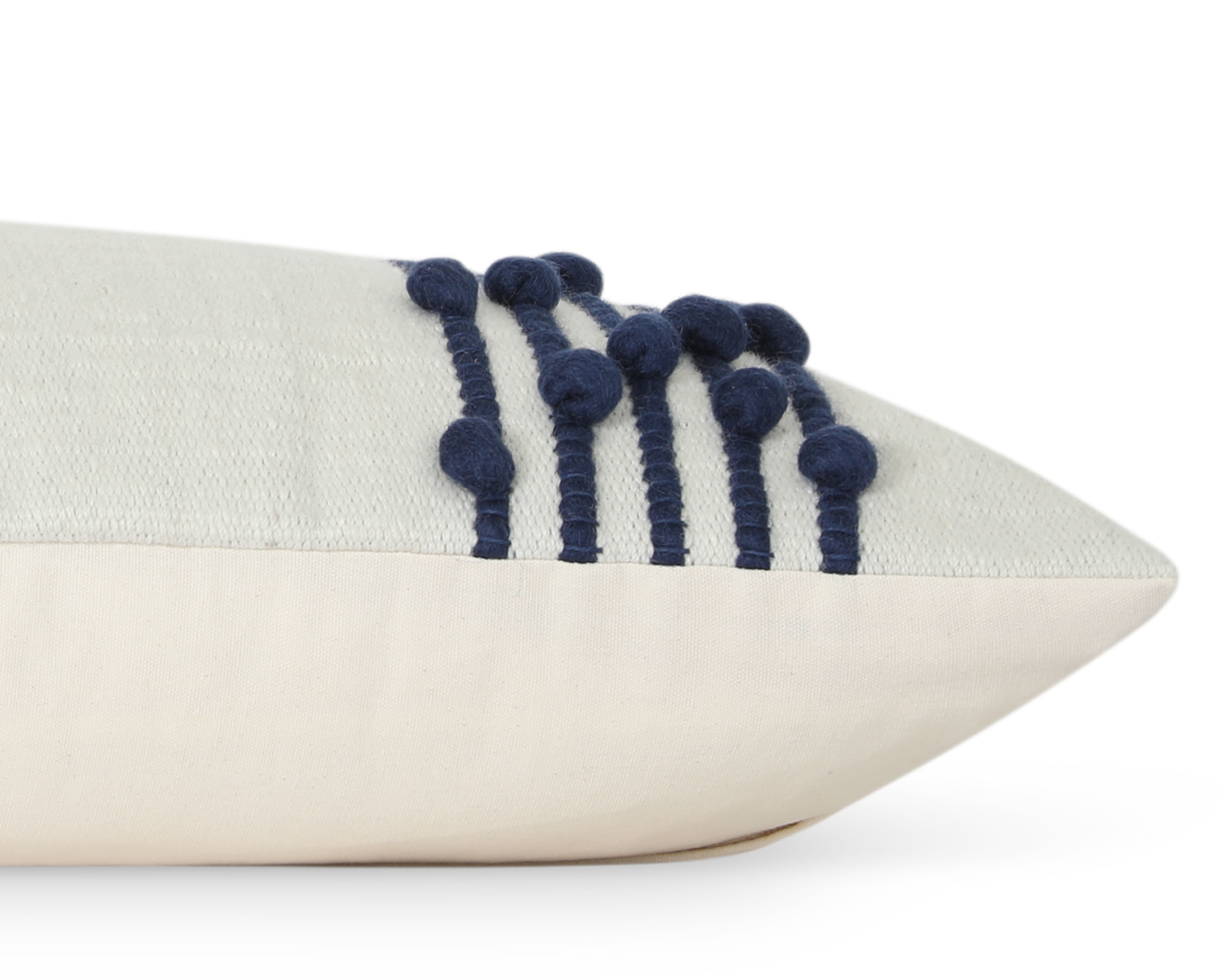 Faryll in Cream and Midnight Blue. Large Lumbar Wool Pillow - Image 3