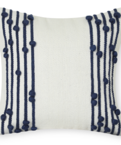 Faryll in Cream and Midnight Blue. Wool Pillow Cover