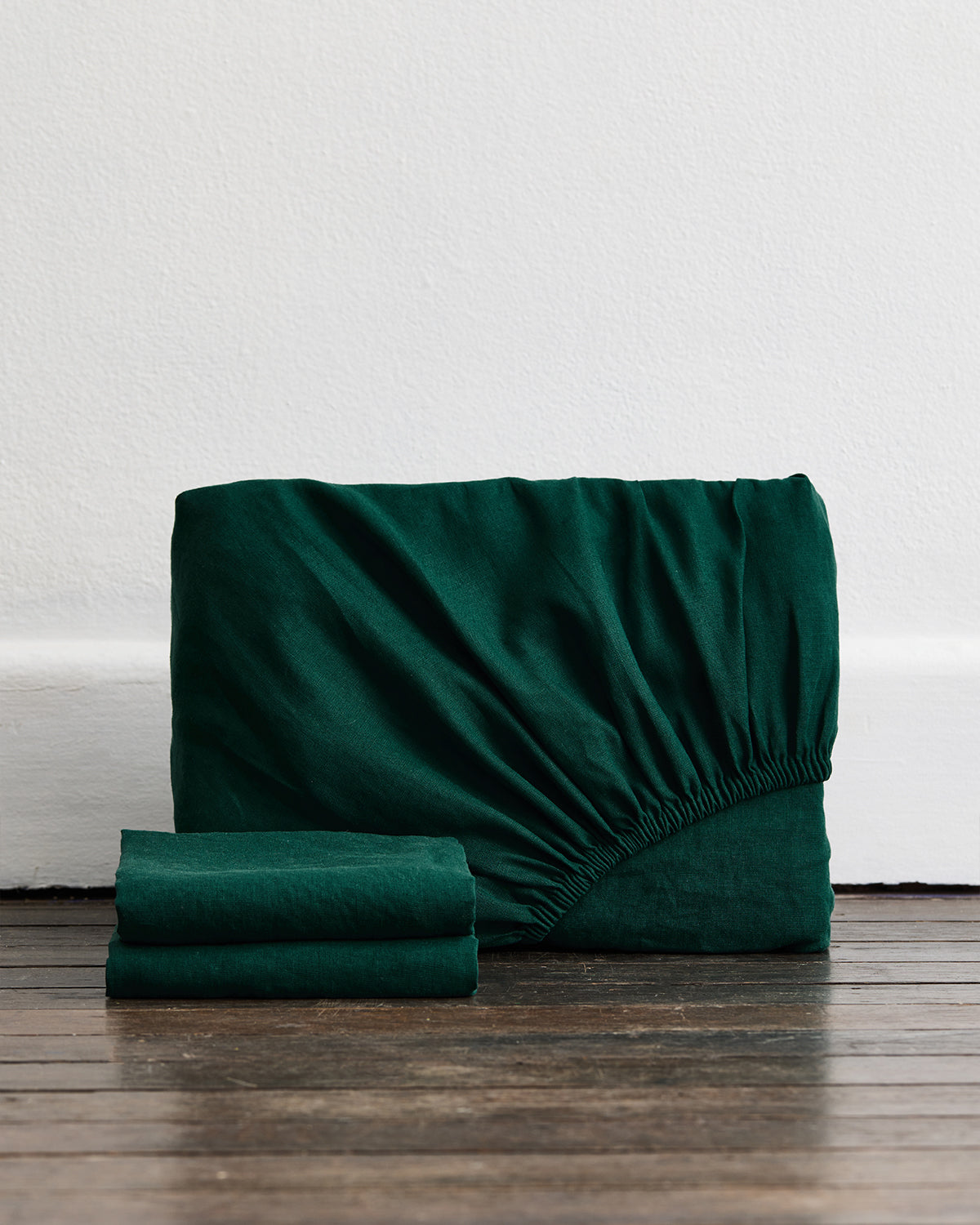 Forest 100% French Flax Linen Fitted Sheet Set