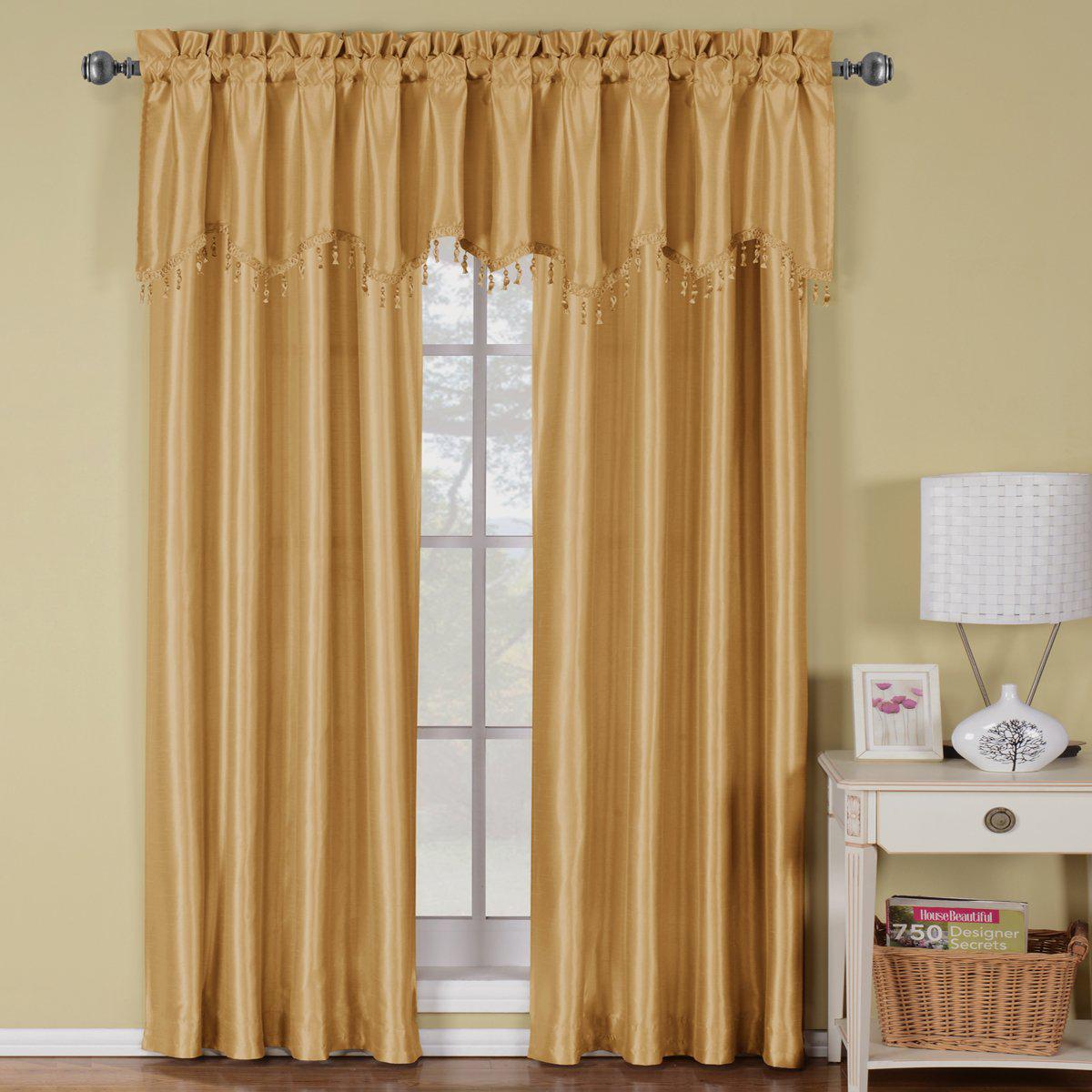 Soho Faux Silk Rod Pocket Curtain Panels- Matching Valance (Single) - Image 4