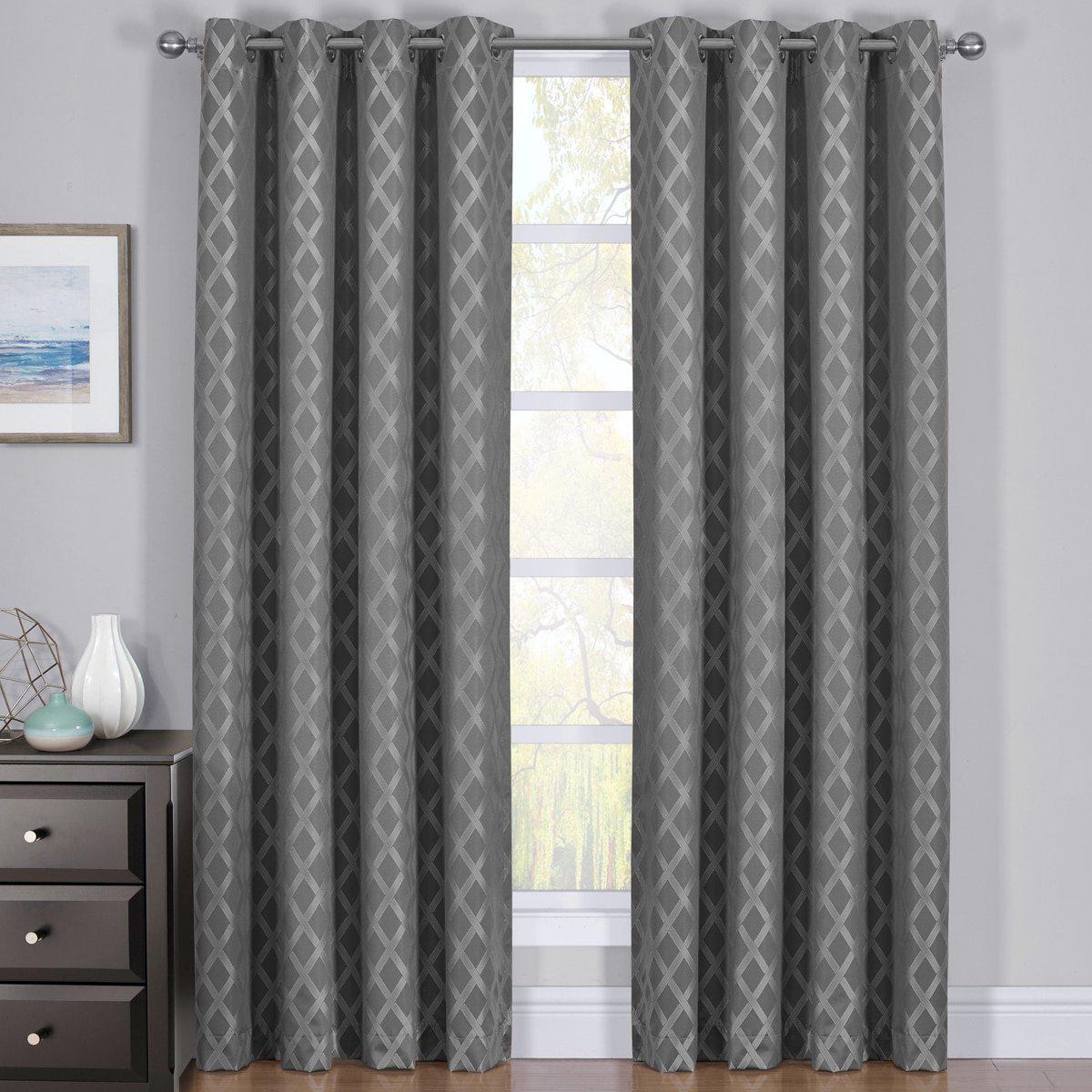 100% Blackout Curtain Panels Rosaline - Woven Jacquard Triple Pass Thermal Insulated (Set of 2 Panels) - Image 3