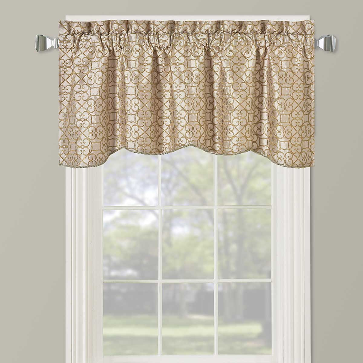 Halifax Lined Embroidered Window Valance 52Wx19L (Single) - Image 2