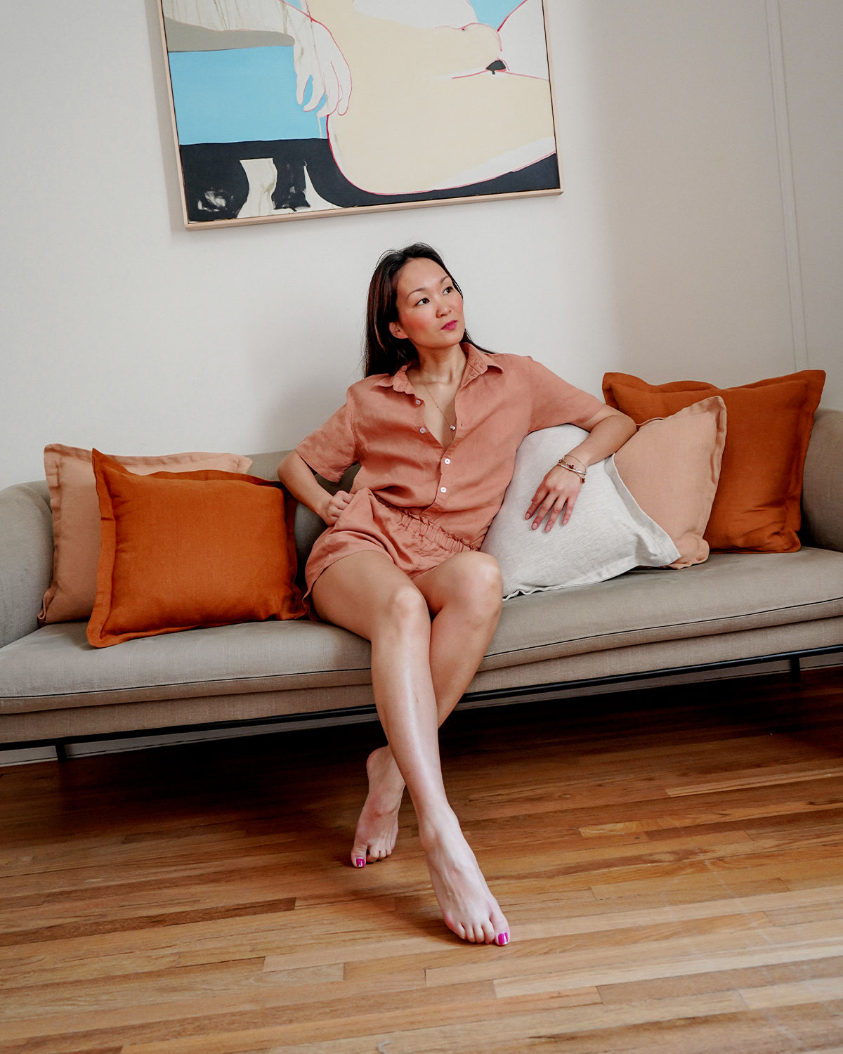 Hazelnut 100% French Flax Linen Short Sleeve Shirt - Image 4