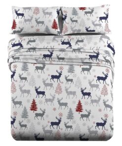 Heavyweight Printed Flannel Sheets 170GSM - Christmas Deer
