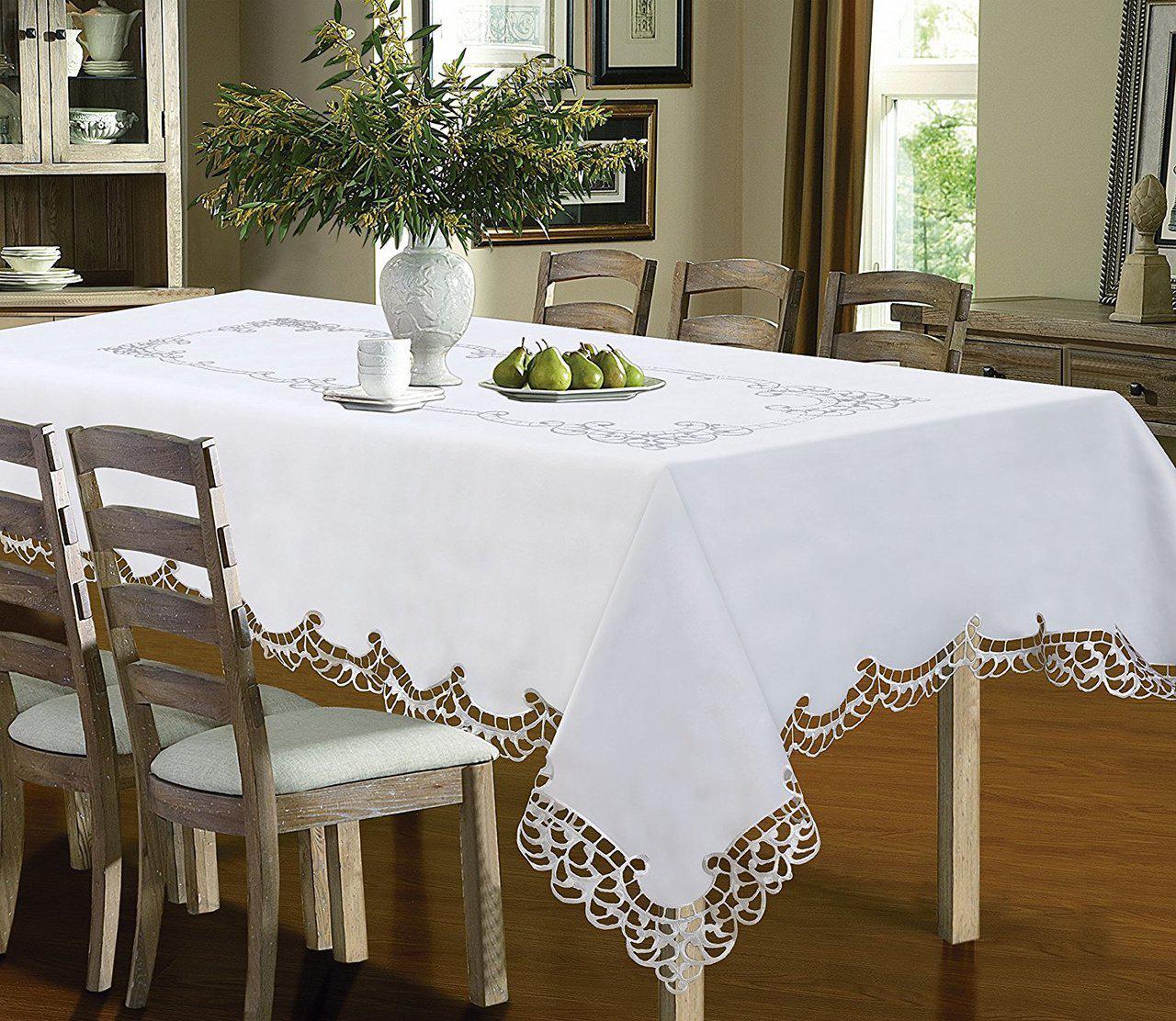 Holland Luxury Embroidered and Hand Cutwork Table cloth. Top Dinner Kitchen Table Cover - Image 3