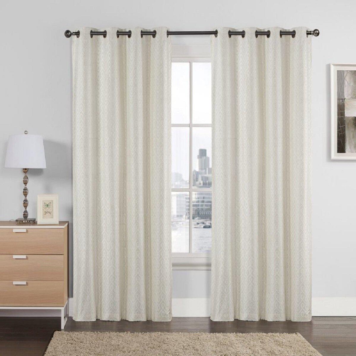 Empress Embroidered 110Wx90L Curtains With Grommet Top Jacquard Drapes (Set of 2) - Image 9