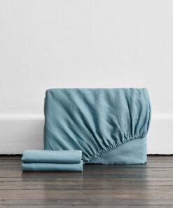 Lagoon 100% French Flax Linen Fitted Sheet Set