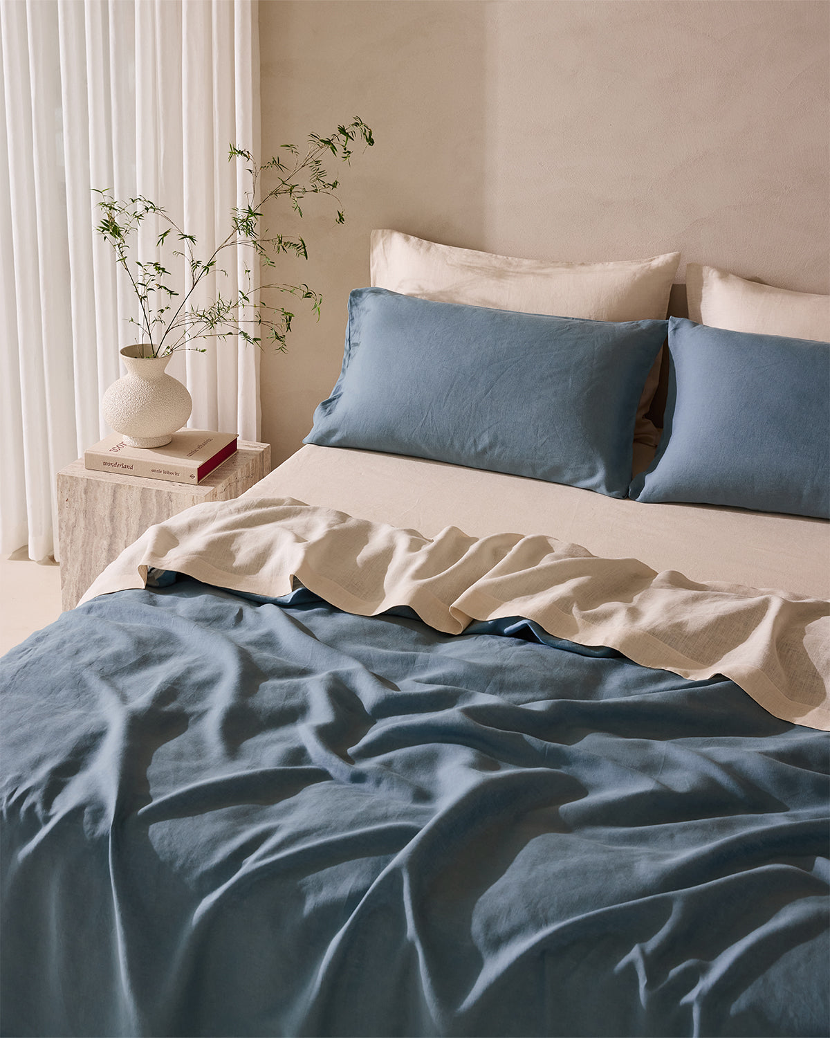 Lagoon & Crème 100% French Flax Linen Bedding Bundle - Image 7