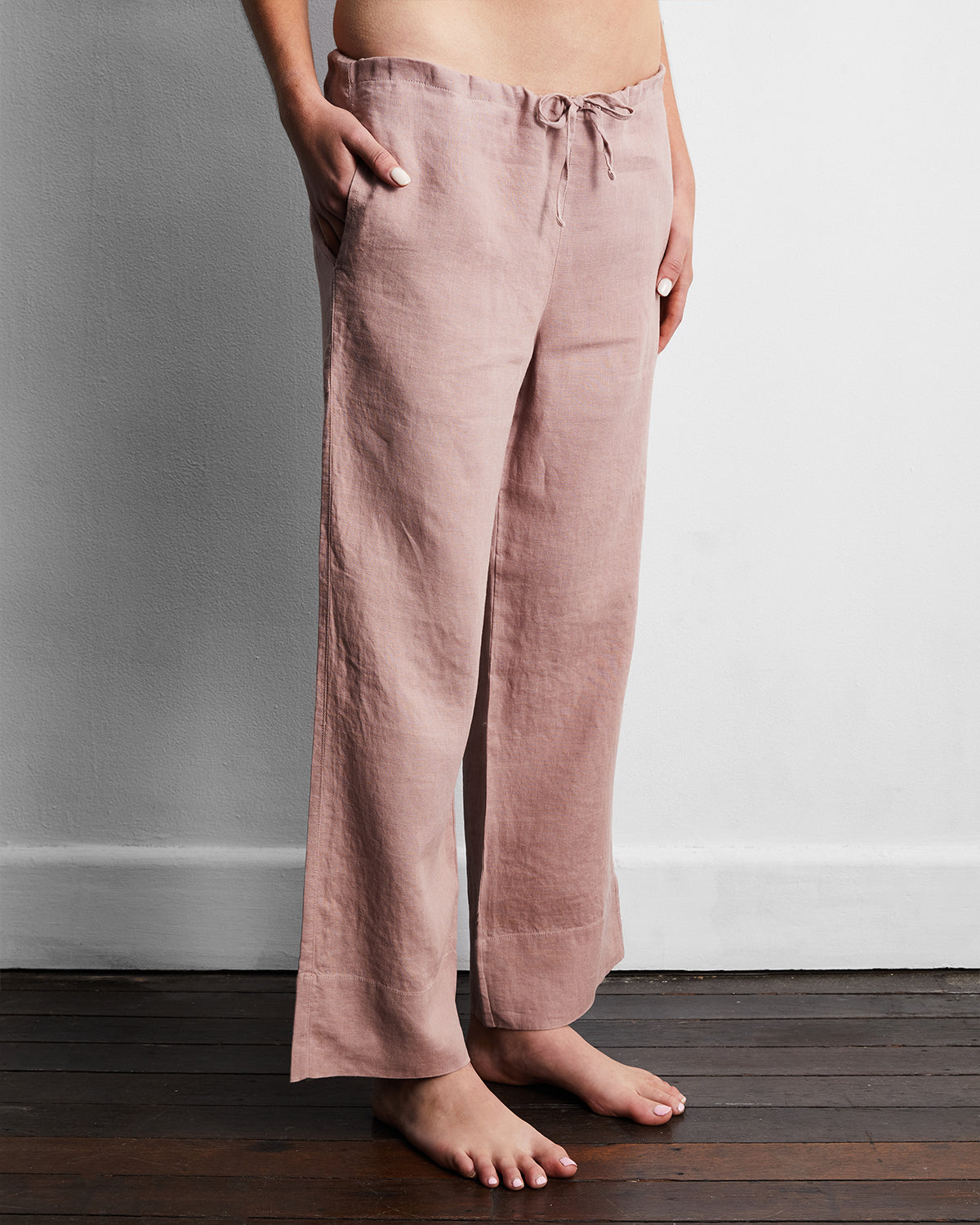 Lavender 100% French Flax Linen Pants - Image 2