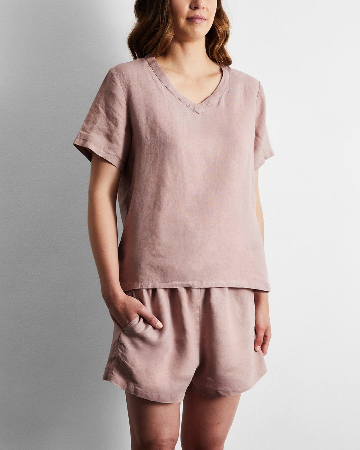 Lavender 100% French Flax Linen Shorts - Image 4