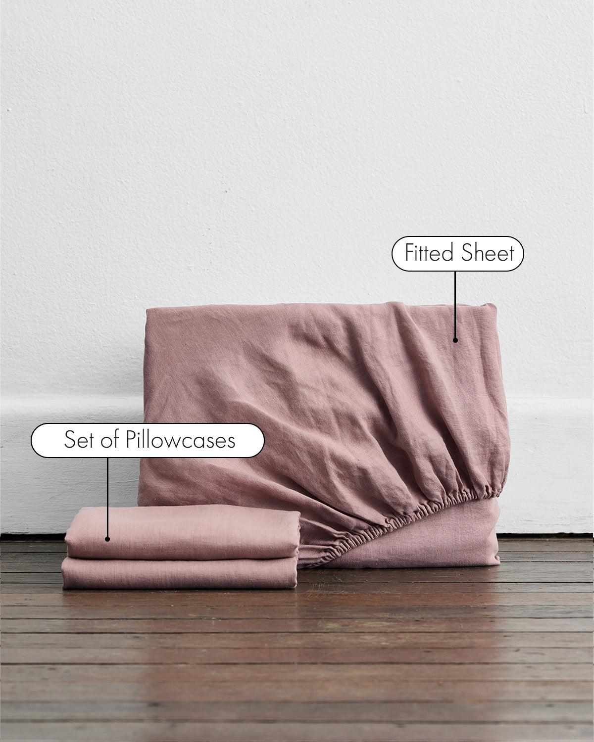 Lavender 100% French Flax Linen Fitted Sheet Set - Image 2