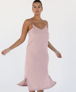 Lavender 100% French Flax Linen Midi Dress