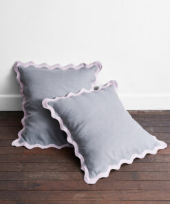 Mineral & Lilac 100% French Flax Linen Scalloped European Pillowcases (Set of Two)