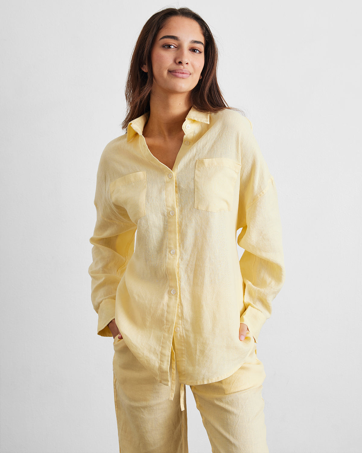 Limoncello 100% French Flax Linen Long Sleeve Shirt