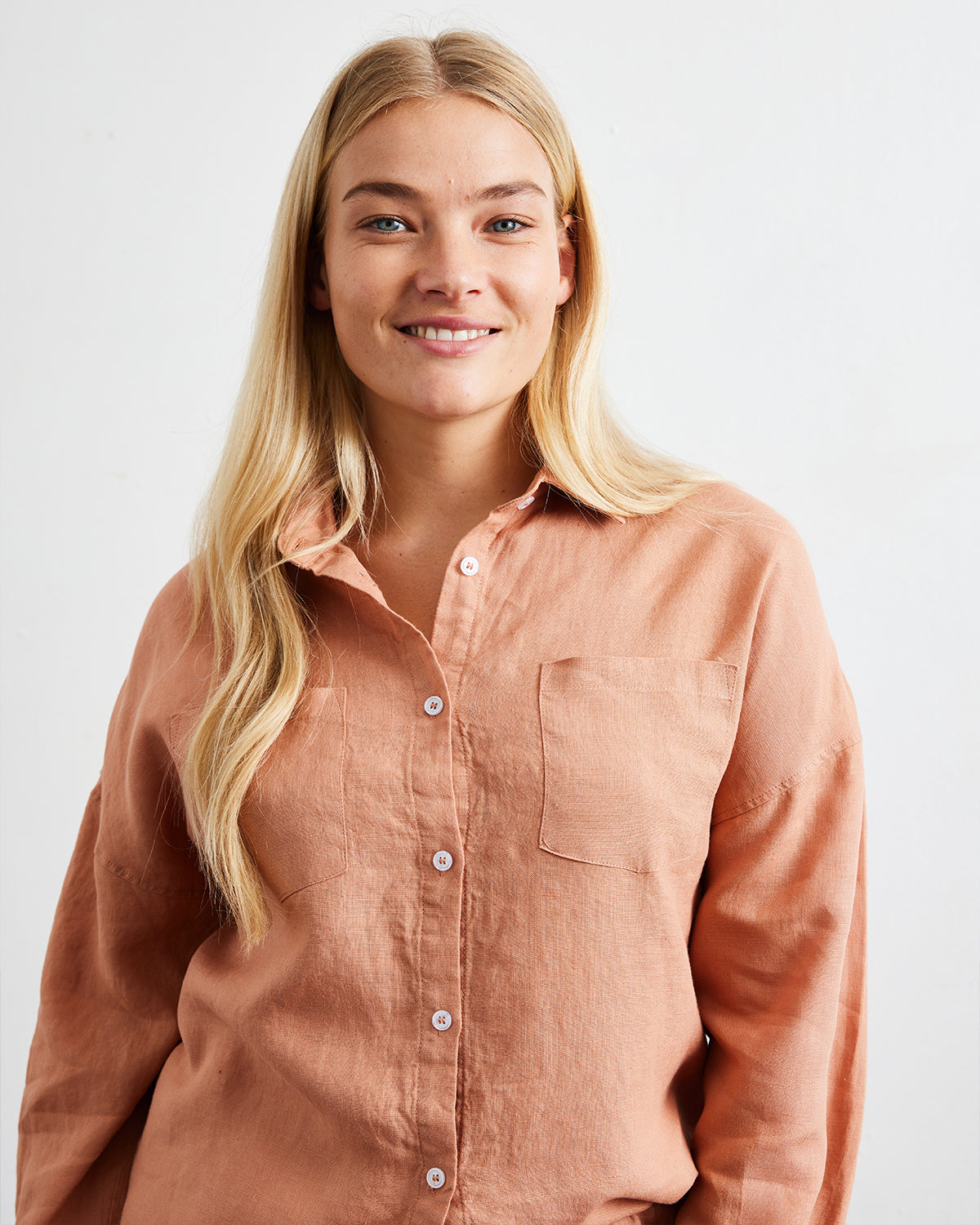 Hazelnut 100% French Flax Linen Long Sleeve Shirt - Image 3