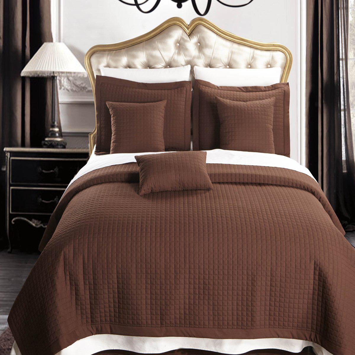 Luxury Checkered Quilted Wrinkle-Free 4-6 Piece Quilted Coverlet Sets - Image 4
