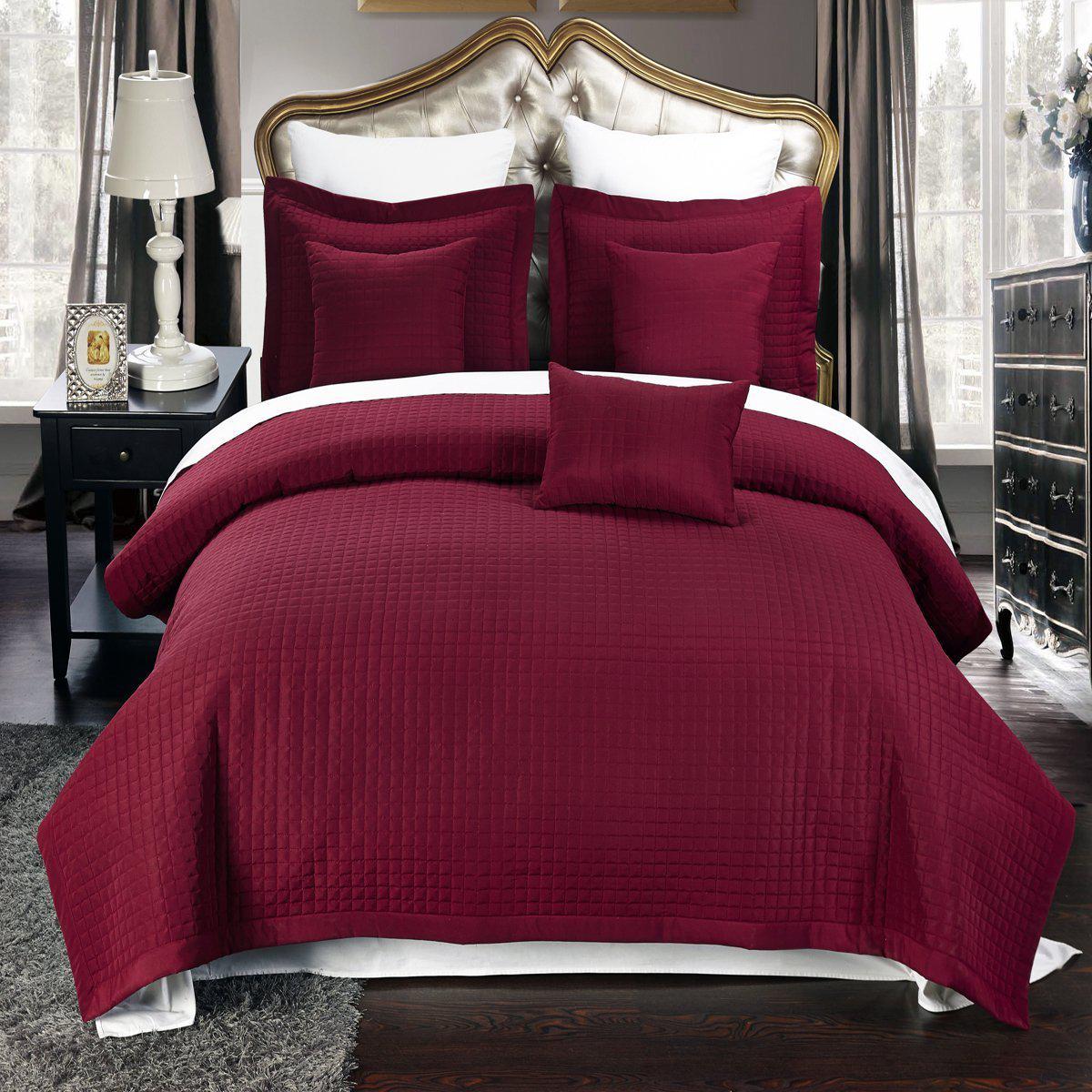 Luxury Checkered Quilted Wrinkle-Free 4-6 Piece Quilted Coverlet Sets - Image 18