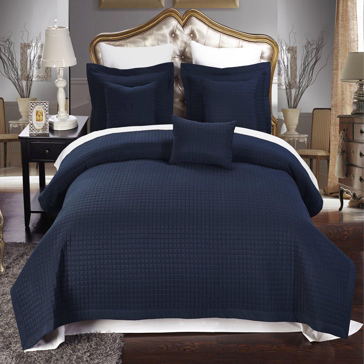 Luxury Checkered Quilted Wrinkle-Free 4-6 Piece Quilted Coverlet Sets - Image 17