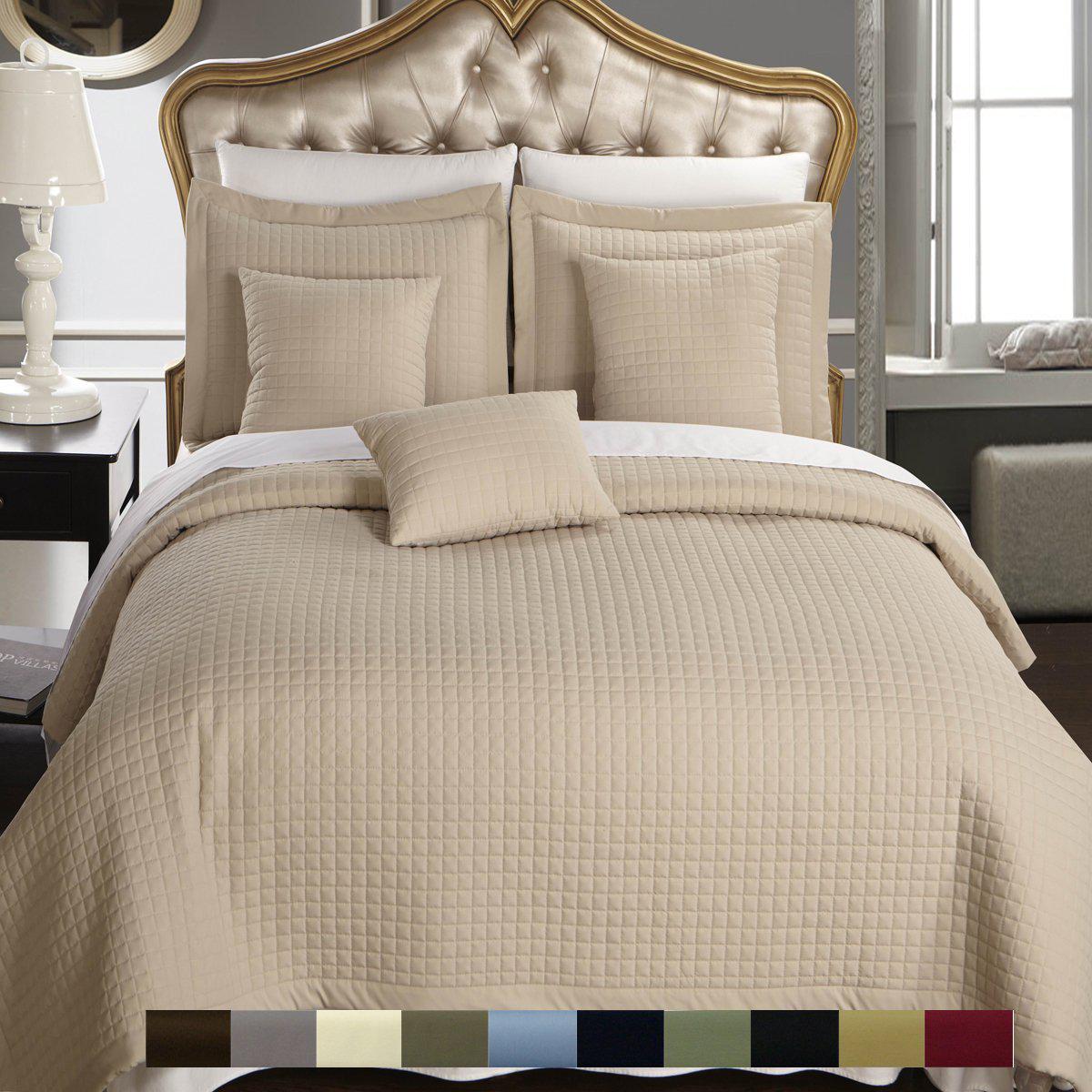 Luxury Checkered Quilted Wrinkle-Free 4-6 Piece Quilted Coverlet Sets - Image 3