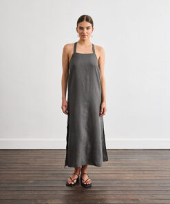 Boulevard Linen Maxi Dress in Charcoal