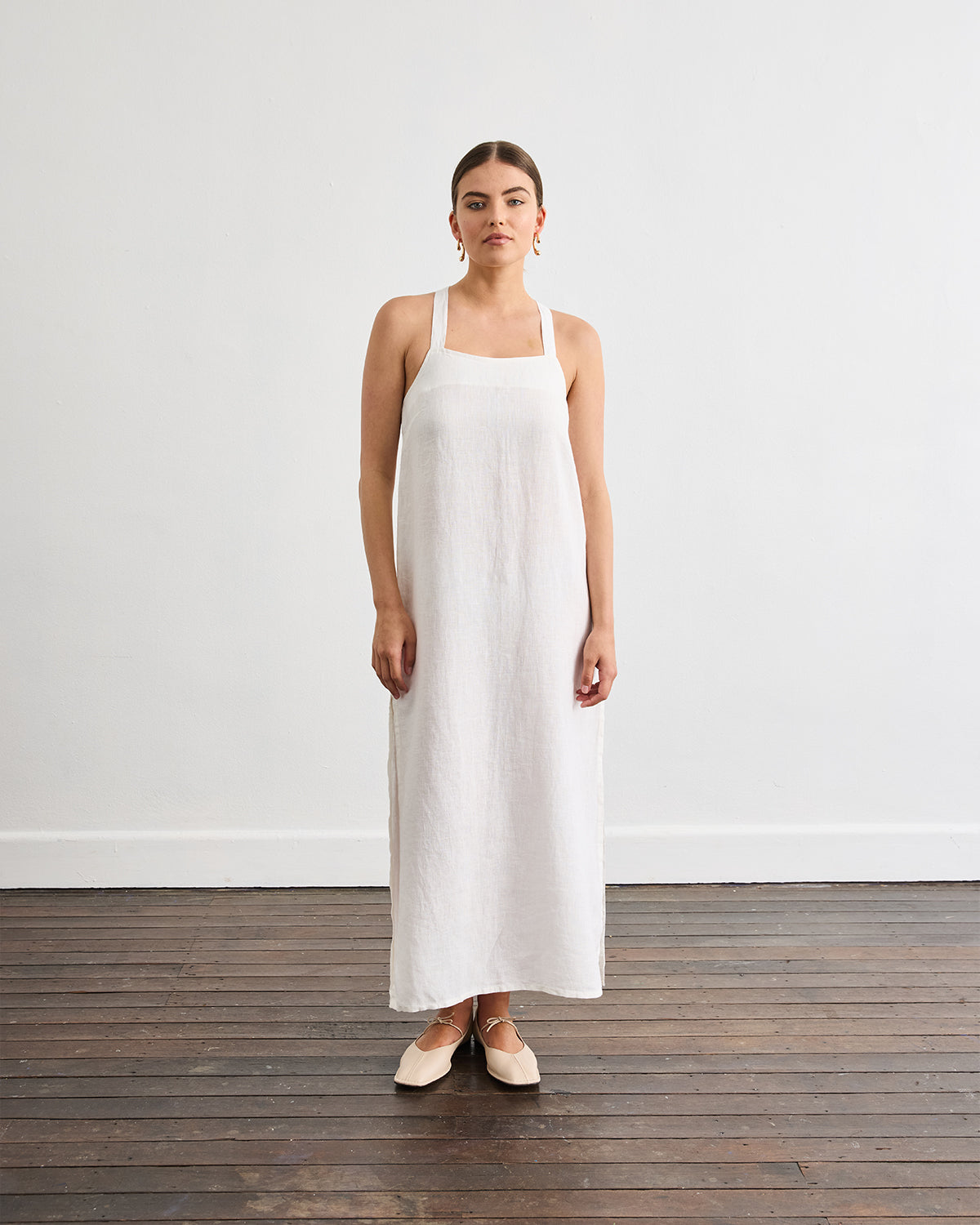 Boulevard Linen Maxi Dress in White