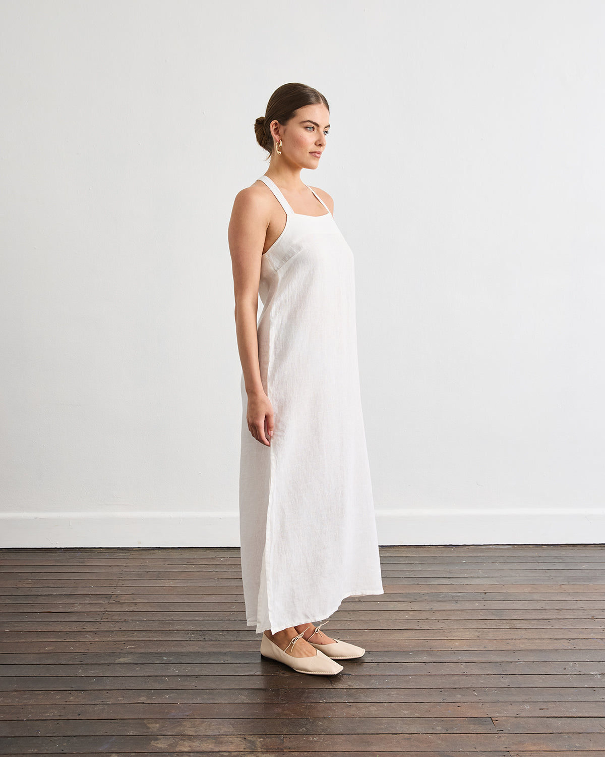 Boulevard Linen Maxi Dress in White - Image 2