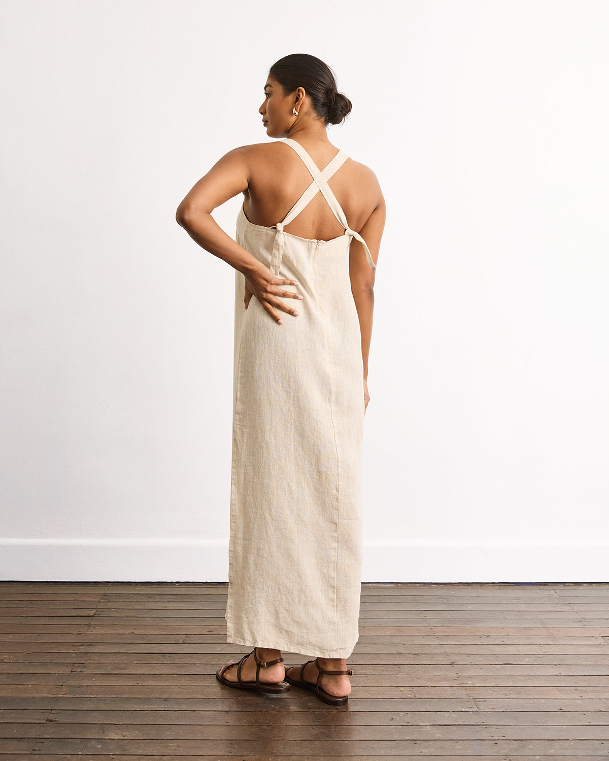 Boulevard Linen Maxi Dress in Oatmeal - Image 3