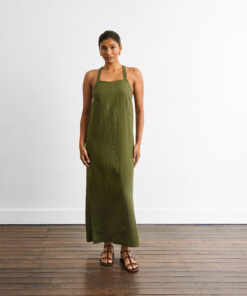 Boulevard Linen Maxi Dress in Olive
