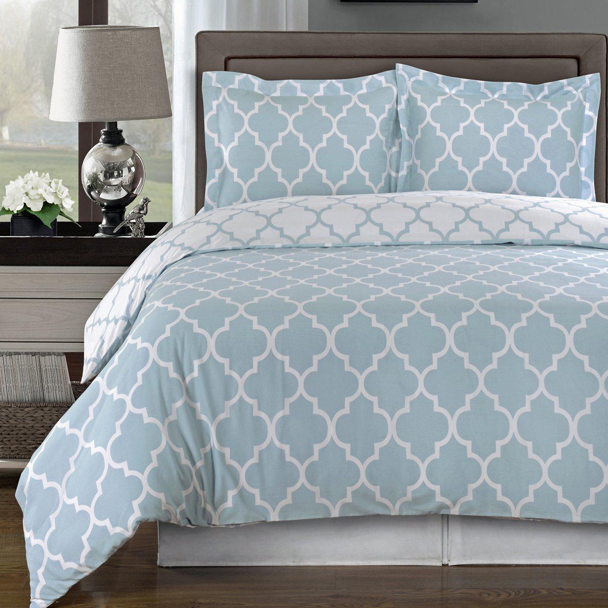 Quatrefoil Pattern Duvet Cover Set - Meridian - Image 9