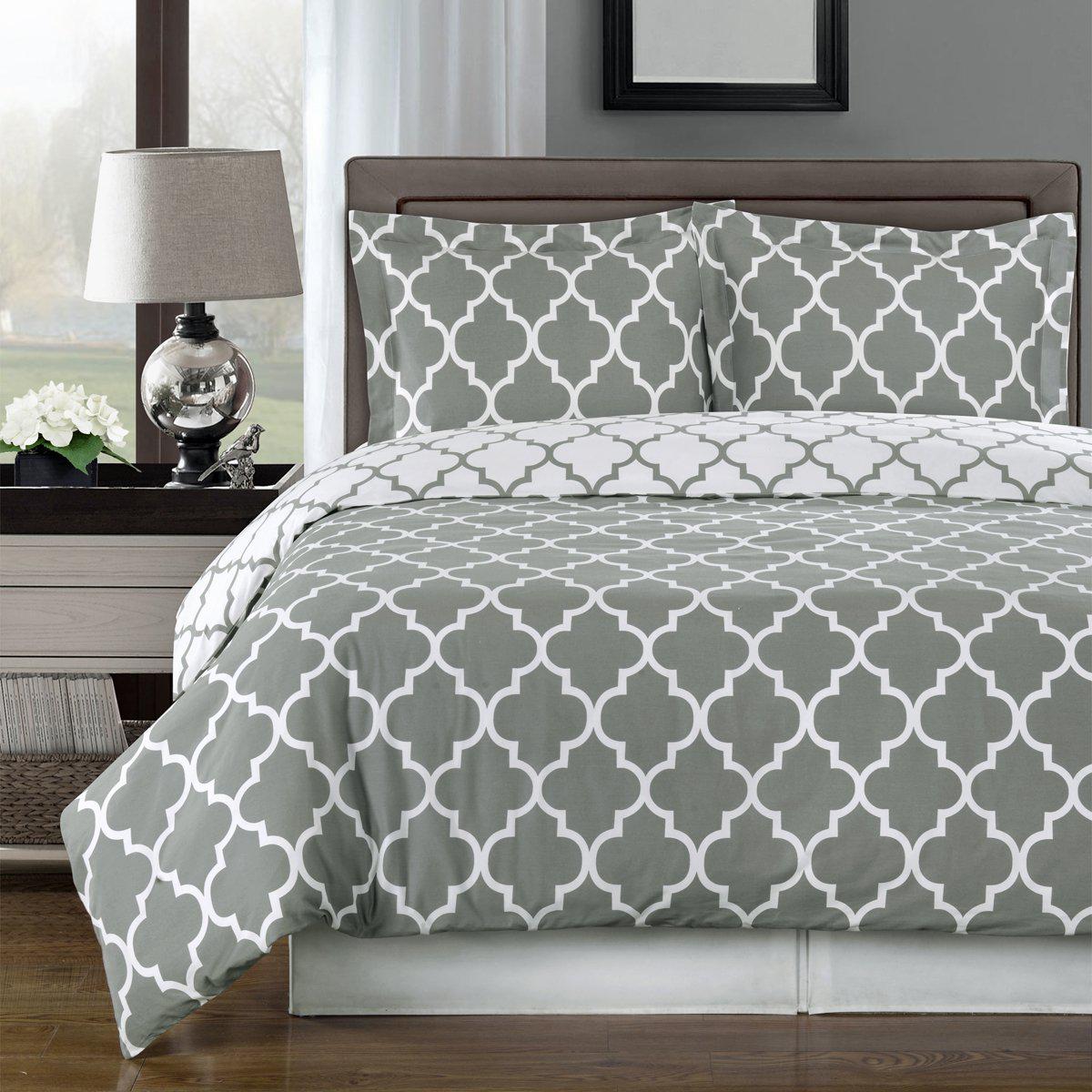 Quatrefoil Pattern Duvet Cover Set - Meridian - Image 4