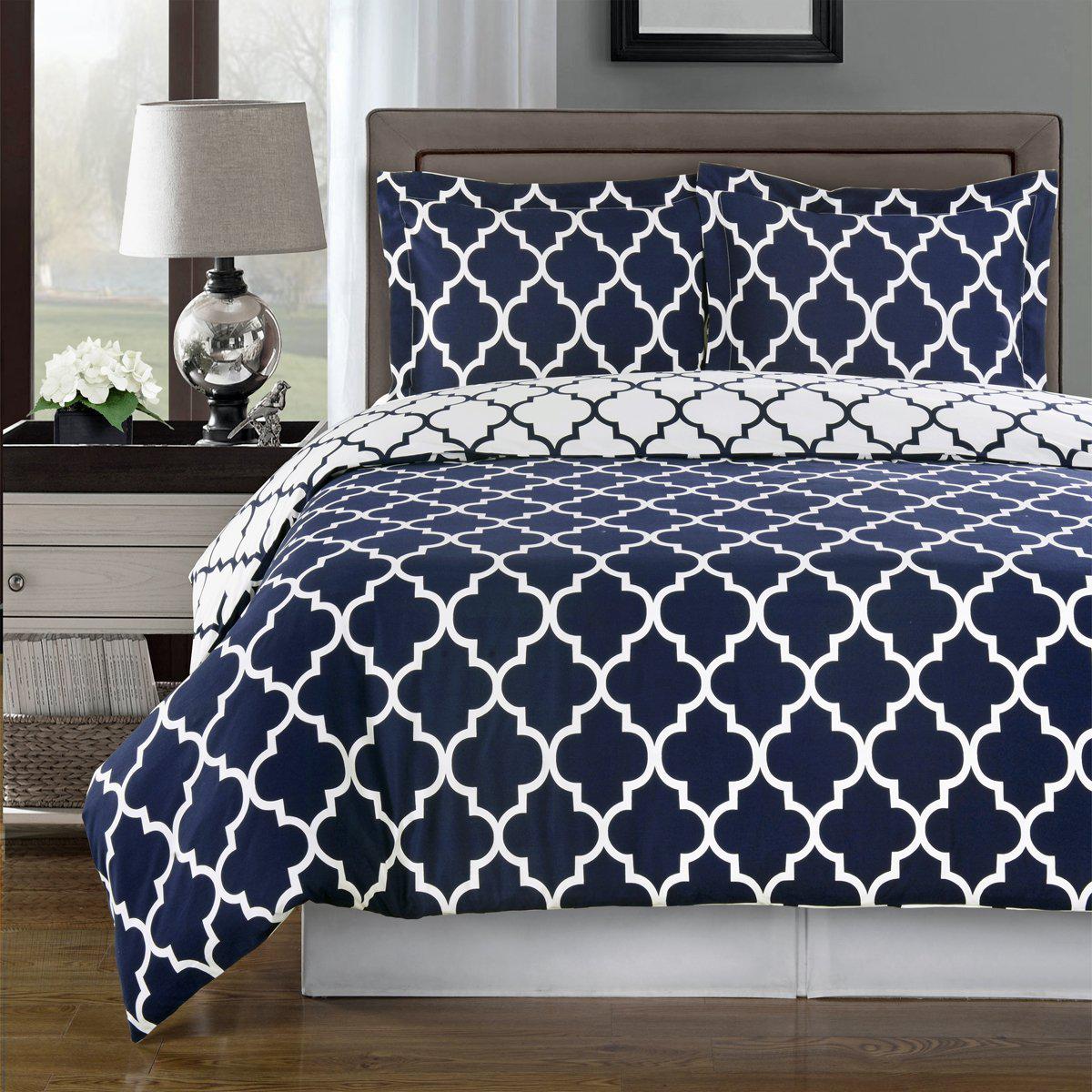 Quatrefoil Pattern Duvet Cover Set - Meridian - Image 7